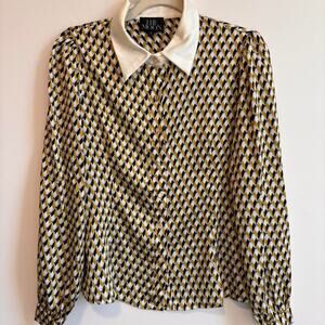 Geometric patterned button up blouse